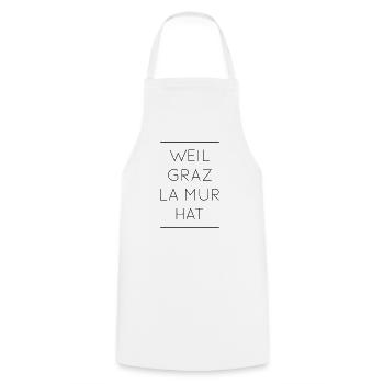 WEIL GRAZ LA MUR HAT | Lustiges Wortspiel Design - Kochschürze - Weiß - Vorne - AI Model Male 185 dark (185cm)