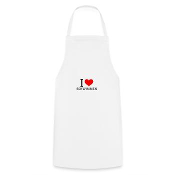 Nager en disant drôle J’aime nager - Tablier de cuisine - blanc - Devant - AI Model Male 185 dark (185cm)