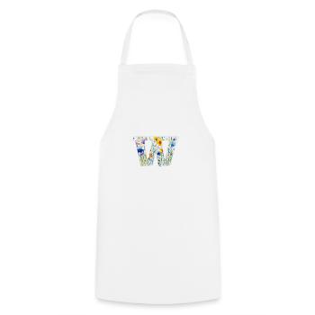 Letter W, Monogram, Floral Pattern - Cooking Apron - white - Front - AI Model Male 185 dark (185cm)