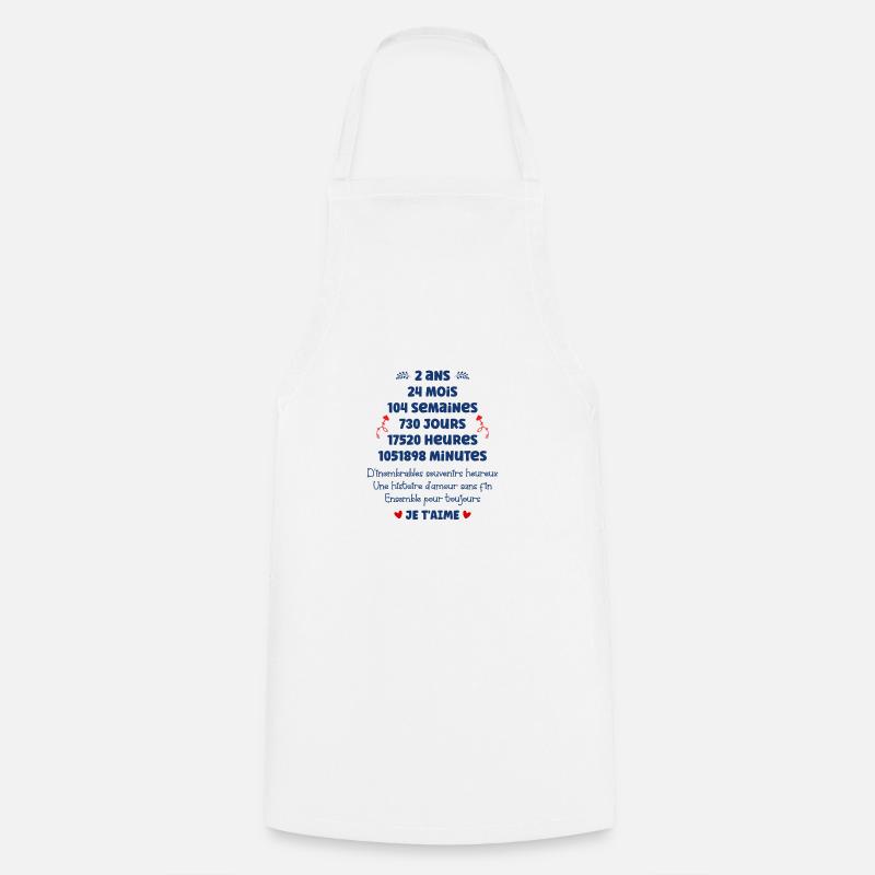 Anniversaire mariage 2 ans - Tablier de cuisine - blanc