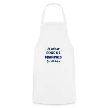 Je suis un prof de français - Tablier de cuisine - blanc - Devant - AI Model Male 185 dark (185cm)