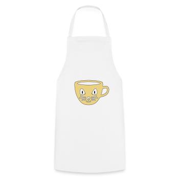 Tasse mit Katzengesicht Kaffeetasse Teetasse Katze - Kochschürze - Weiß - Vorne - AI Model Male 185 dark (185cm)