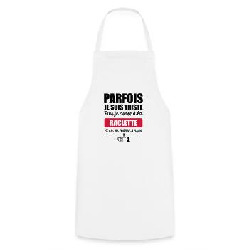 je pense a la raclette et ça va mieux après - Tablier de cuisine - blanc - Devant - AI Model Male 185 dark (185cm)