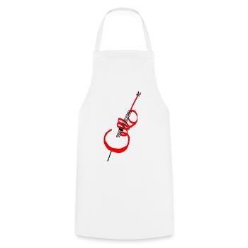 Cello Schriftzug rot - Kochschürze - Weiß - Vorne - AI Model Male 185 dark (185cm)