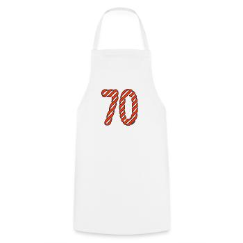 70. 70 YEARS. 70TH ANNIVERSARY. 70TH ANNIVERSARY. - Cooking Apron - white - Front - AI Model Male 185 dark (185cm)