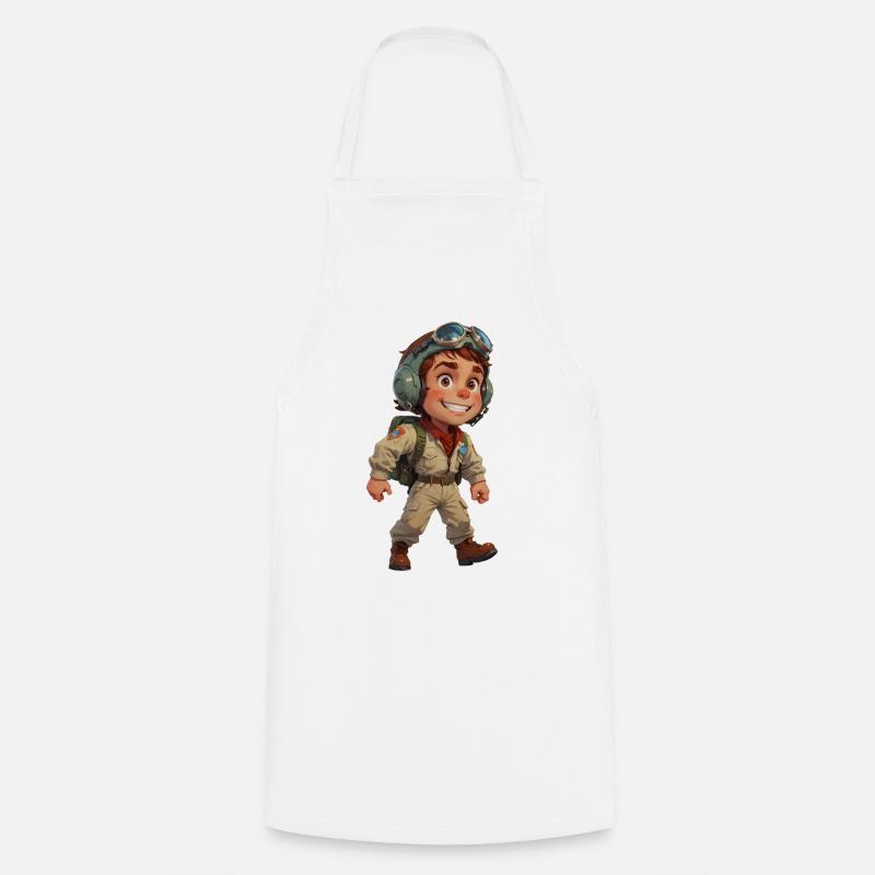 Cute Cartoon Fighter Pilot - Cooking Apron - white