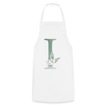 I Monogram, Floral, Personalizable - Cooking Apron - white - Front - AI Model Male 185 dark (185cm)