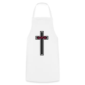 Cross Christian Love - Cooking Apron - white - Front - AI Model Male 185 dark (185cm)