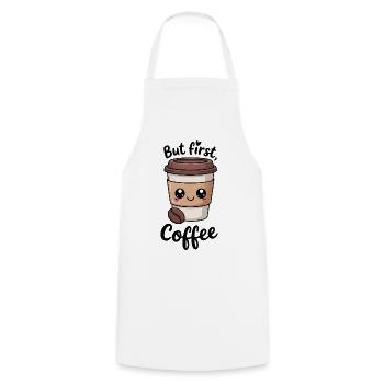 Kawaii Coffee But First Coffee - Cooking Apron - white - Front - AI Model Male 185 dark (185cm)