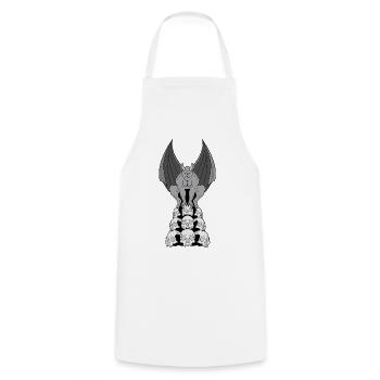 Gargoyle demon over skulls - Cooking Apron - white - Front - AI Model Male 185 dark (185cm)