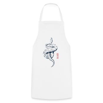 Python mit Kanji Stempel - Kochschürze - Weiß - Vorne - AI Model Male 185 dark (185cm)