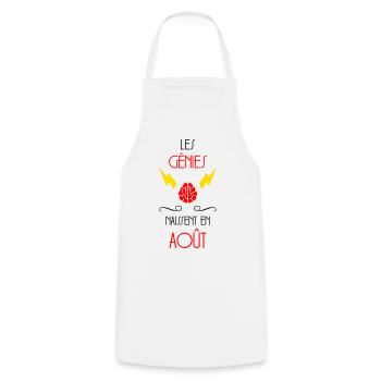 Les Génies Naissent en Août Humour Anniversaire - Tablier de cuisine - blanc - Devant - AI Model Male 185 dark (185cm)