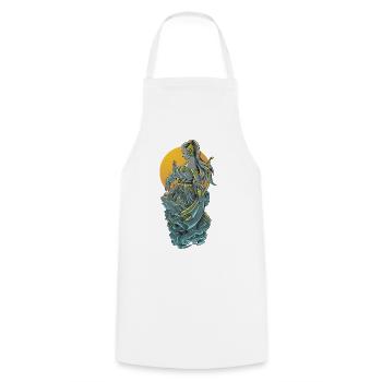 Illustration de l’arc de la Déesse Guerrière - Tablier de cuisine - blanc - Devant - AI Model Male 185 dark (185cm)