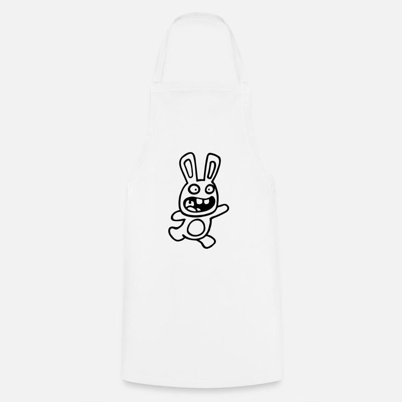 dessin lapin mignon débile style BD cartoon fun - Tablier de cuisine - blanc