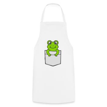 Poche de poitrine petite grenouille douce - Tablier de cuisine - blanc - Devant - AI Model Male 185 dark (185cm)