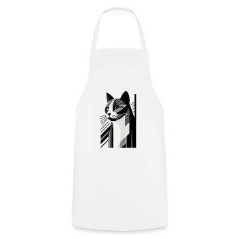 Minimalistische Katze - Kochschürze - Weiß - Vorne - AI Model Male 185 dark (185cm)