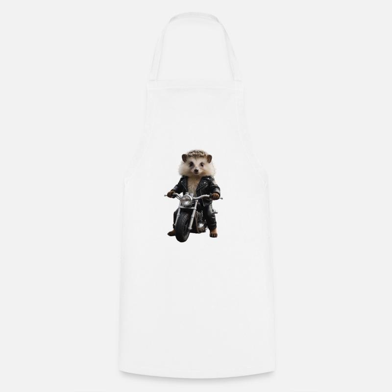Biker hedgehog - Cooking Apron - white