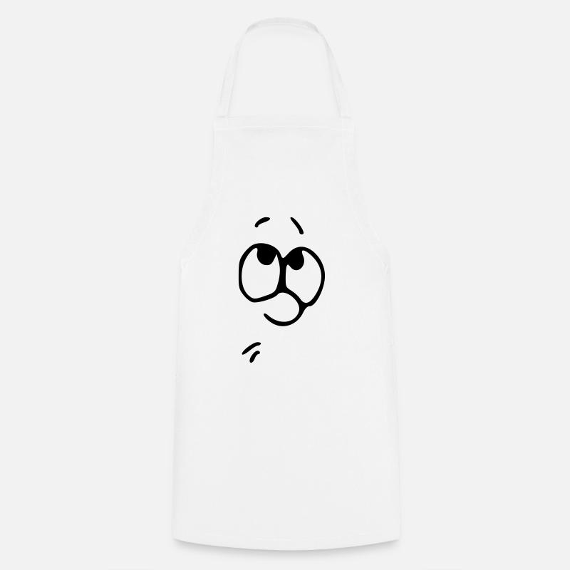 Emoji thoughtful sketch black - Cooking Apron - white