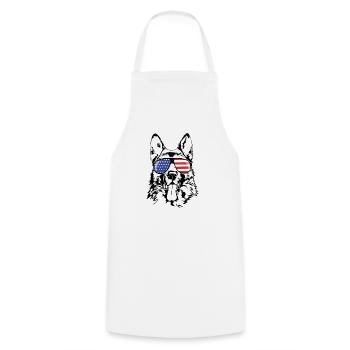 BERGER ALLEMAND Amérique Flag Chiens Wilsigns - Tablier de cuisine - blanc - Devant - AI Model Male 185 dark (185cm)