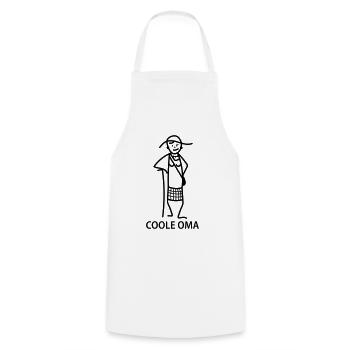 Coole Oma - Kochschürze - Weiß - Vorne - AI Model Male 185 dark (185cm)