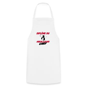 Diplôme du meilleur chef 222 - Cooking Apron - white - Front - AI Model Male 185 dark (185cm)