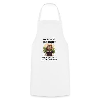 facilement distrait par les chats et les plantes - Tablier de cuisine - blanc - Devant - AI Model Male 185 dark (185cm)