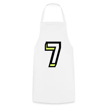 7 YEARS. 7th ANNIVERSARY. BIRTHDAY 7 YEARS. 7 - Cooking Apron - white - Front - AI Model Male 185 dark (185cm)