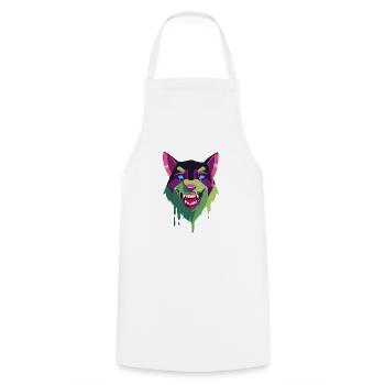 Loup abstact, loup - Tablier de cuisine - blanc - Devant - AI Model Male 185 dark (185cm)