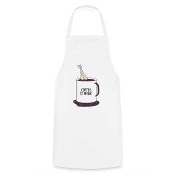 Coffee is Magic - Cooking Apron - white - Front - AI Model Male 185 dark (185cm)