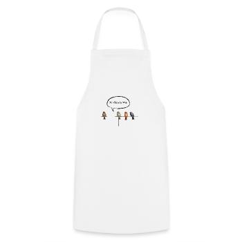 Birds Funny Flying Wifi - Français - Tablier de cuisine - blanc - Devant - AI Model Male 185 dark (185cm)