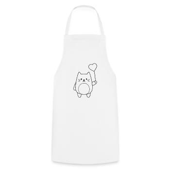 Cat with heart balloon - Cooking Apron - white - Front - AI Model Male 185 dark (185cm)