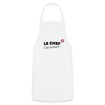Tablier personnalisé 🍴 Le chef c'est MARRAINE ! - Tablier de cuisine - blanc - Devant - AI Model Male 185 dark (185cm)