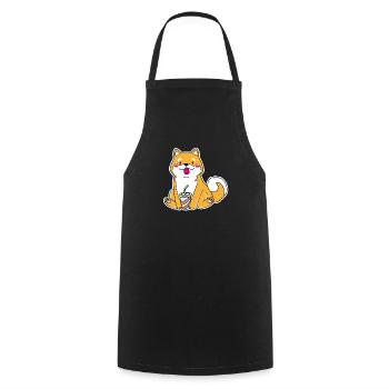 shiba inu with paper cup - Kochschürze - Schwarz - Vorne - AI Model Male 185 dark (185cm)