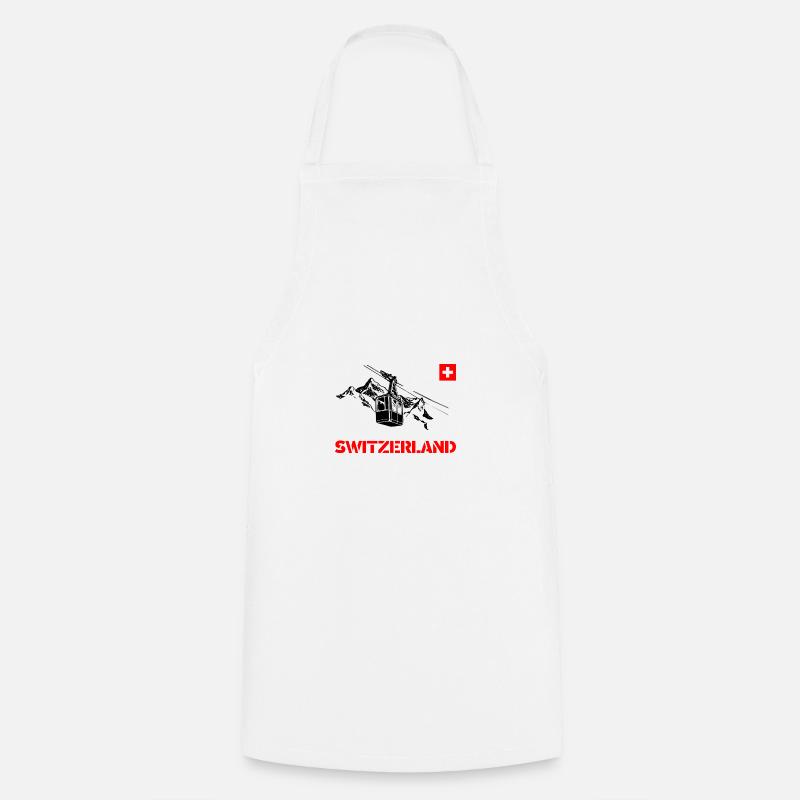 Svizzera/ Svizzera con montagne e gondola - Grembiule da cucina - bianco