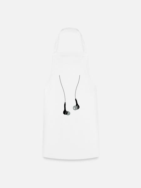 earphones - Cooking Apron - white