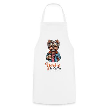 Yorkshire terrier coffee - Cooking Apron - white - Front - AI Model Male 185 dark (185cm)