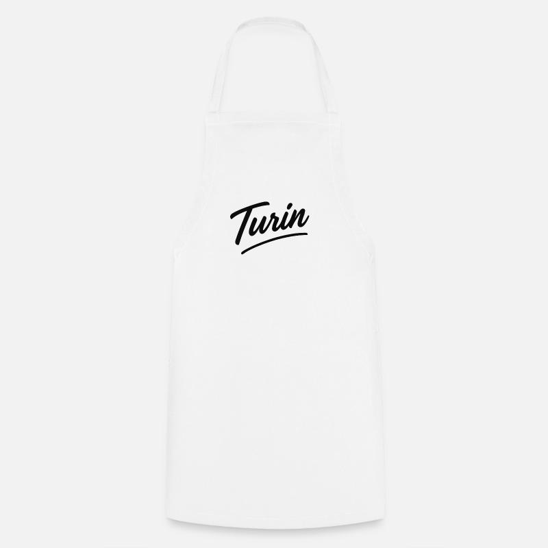 Lettrage à la main en écriture de Turin - Tablier de cuisine - blanc