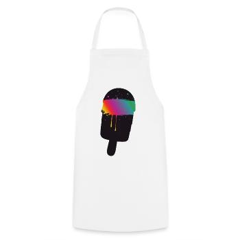 Regenbogen Eis Silhouette Street Art Style  - Kochschürze - Weiß - Vorne - AI Model Male 185 dark (185cm)