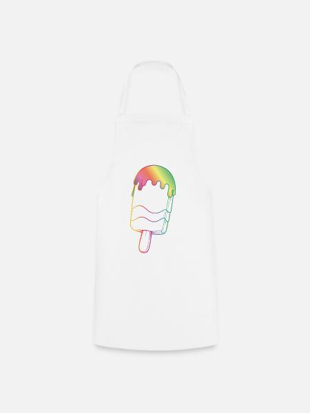 Regenbogen Eis Outline Neon Style - Kochschürze - Weiß