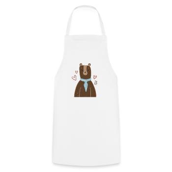 Un joli ours avec une écharpe bleue - Tablier de cuisine - blanc - Devant - AI Model Male 185 dark (185cm)