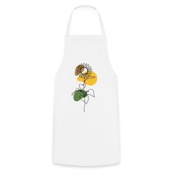Sunflower Line Art Design - Cooking Apron - white - Front - AI Model Male 185 dark (185cm)