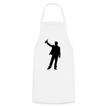 Mann beim Anstoßen Silhouette - Kochschürze - Weiß - Vorne - AI Model Male 185 dark (185cm)
