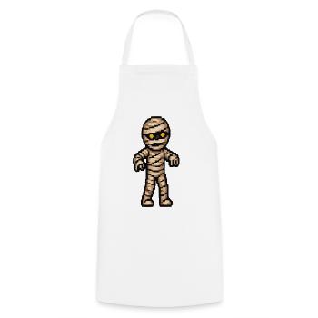 Pixelmummy mit goldenen Augen - Kochschürze - Weiß - Vorne - AI Model Male 185 dark (185cm)