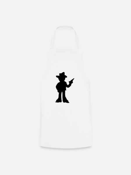 Cowboy - Sheriff - Schatten - Kochschürze - Weiß