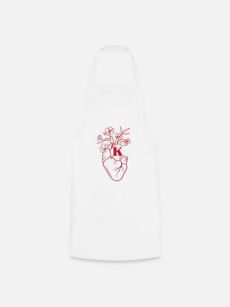 Buchstabe k Herz rot Blumen Anatomie - Kochschürze - Weiß