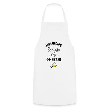 Mon groupe sanguin c'est O+ Pastis - Tablier de cuisine - blanc - Devant - AI Model Male 185 dark (185cm)