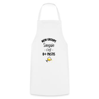 Mon groupe sanguin c'est O+ Pastis - Tablier de cuisine - blanc - Devant - AI Model Male 185 dark (185cm)