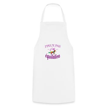 j peux pas j ai équitation tee shirt humour cheval - Tablier de cuisine - blanc - Devant - AI Model Male 185 dark (185cm)