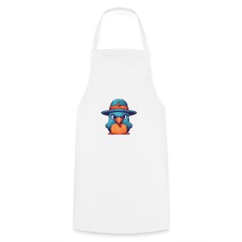 Oiseau au chapeau - Tablier de cuisine - blanc - Devant - AI Model Male 185 dark (185cm)