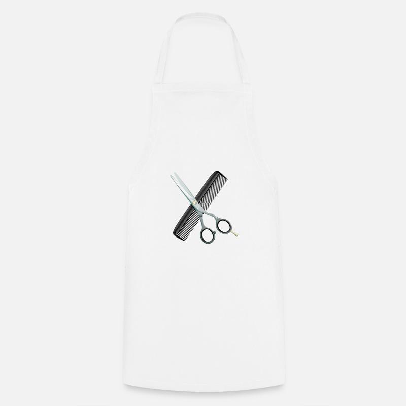 Ciseaux de coiffure avec peigne - Tablier de cuisine - blanc